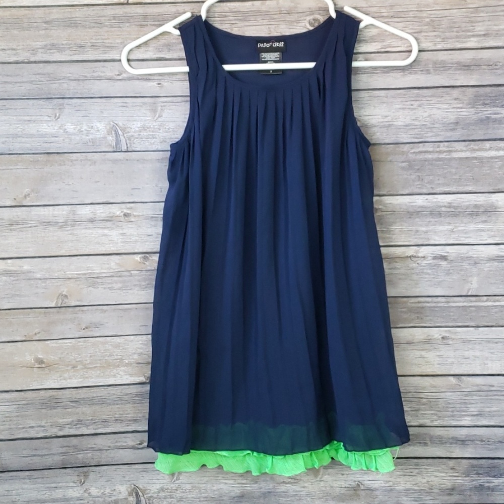 Paper Doll Girls Dress size 7 Blue Green Tank Top Dress